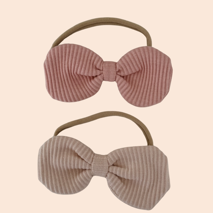 Two Pack Cream & Pink Headbands