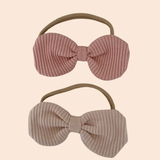 Two Pack Cream & Pink Headbands