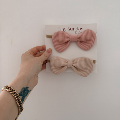 Two Pack Cream & Pink Headbands